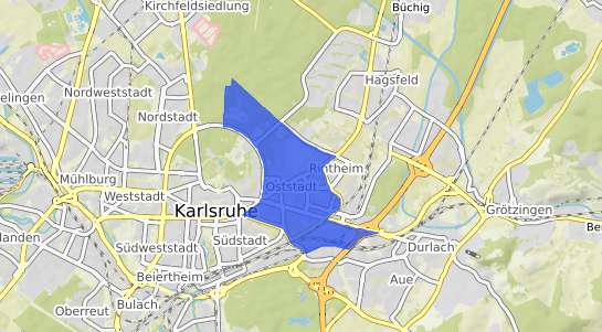 Bodenrichtwertkarte Karlsruhe Oststadt
